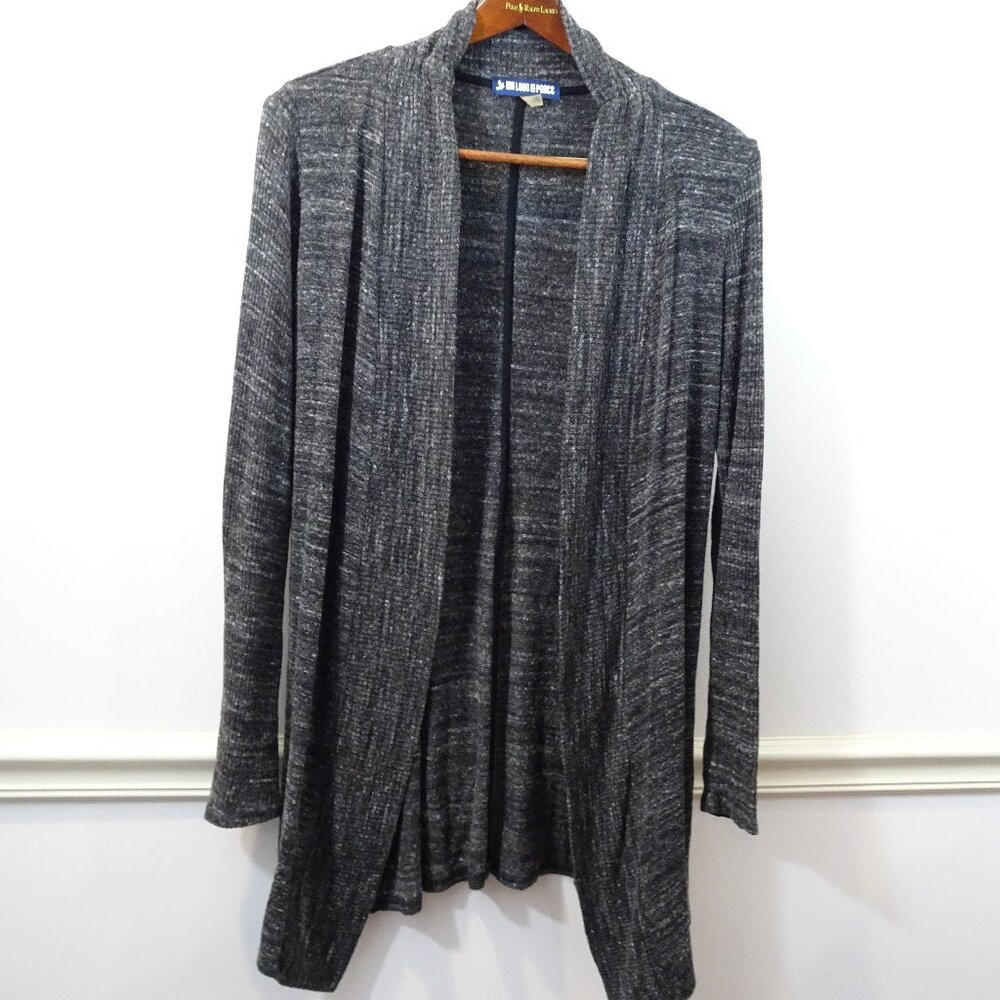 Ink Love & Peace Open Front Cardigan Sweater Size S Gray Soft Flowy Comfy Basic